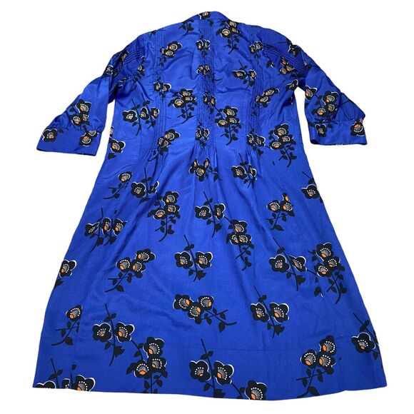 Madchen Tunic Dress Women's Size 8 Blue Floral Pleated Asymmetrical Snap Front - Picture 6 of 16